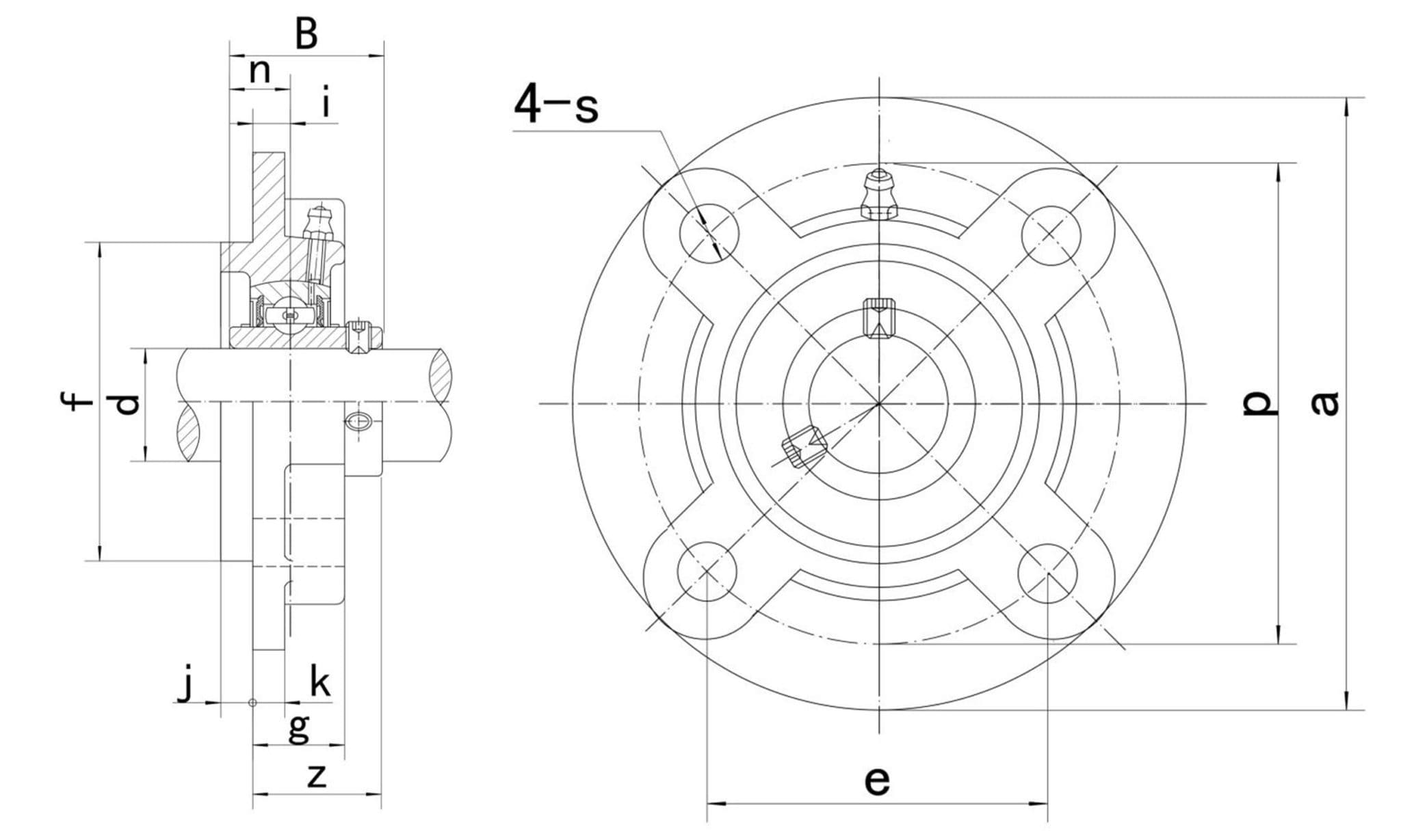 UCFC208 FK Bearing Unit 4 Bolt Hole